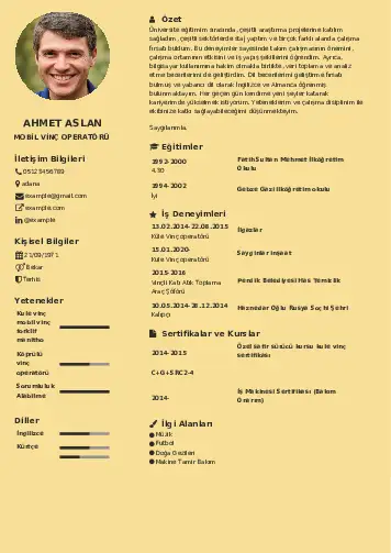 Vinç Operatörü Cv Örnekleri cv indir